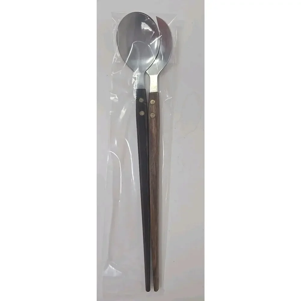 Vtg MCM Danish‎ Style Teak Wood Handle Salad Serving Utensils Arnart Japan U307
